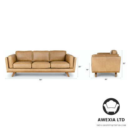 Leather Right Sectional - Charme Tan