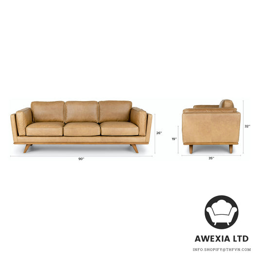 Leather Right Sectional - Charme Tan