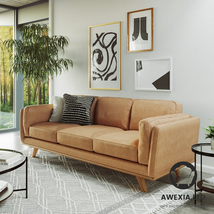 Leather Right Sectional - Charme Tan