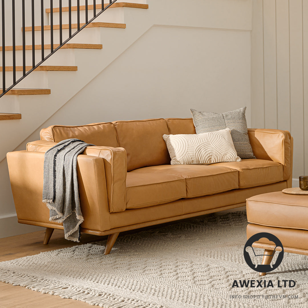 Leather Right Sectional - Charme Tan