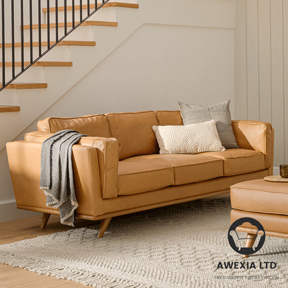 Leather Right Sectional - Charme Tan