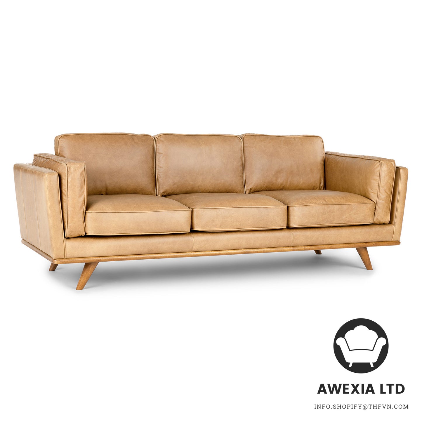Leather Right Sectional - Charme Tan
