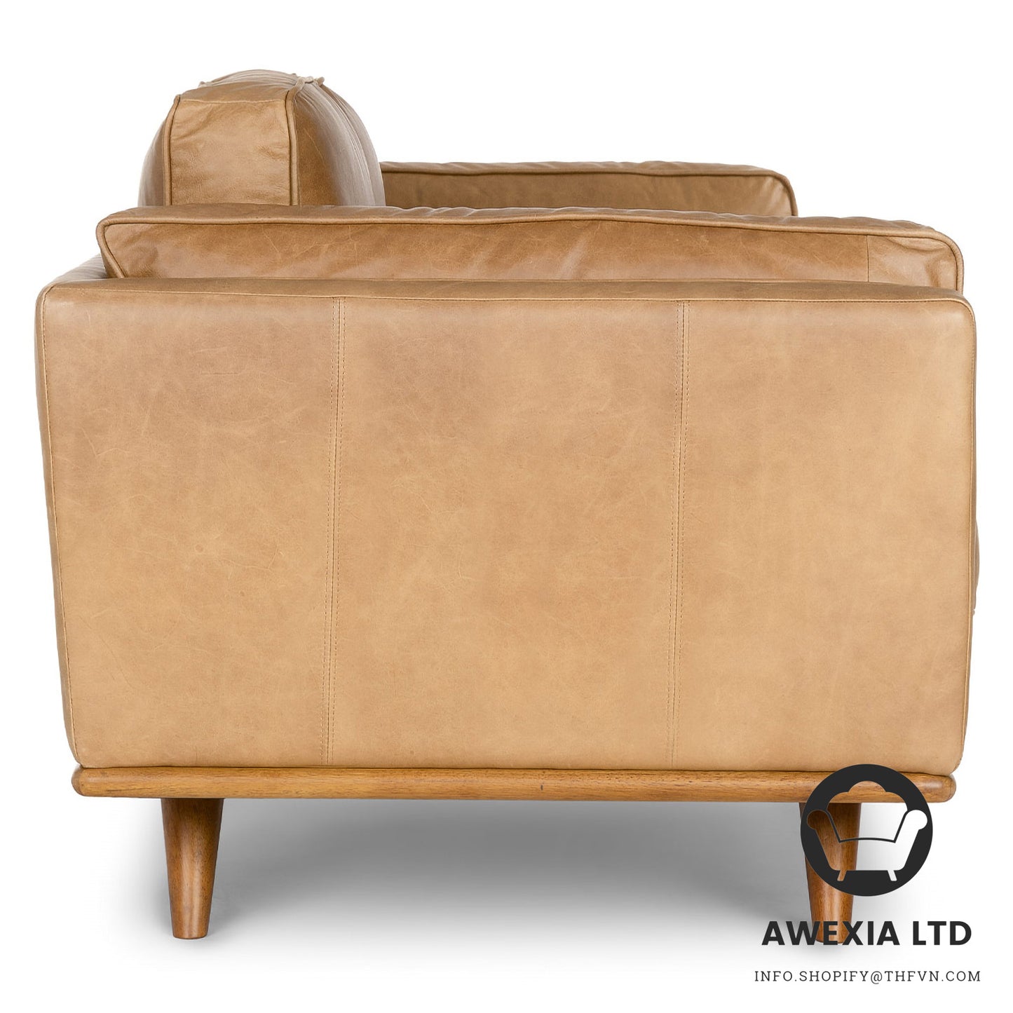 Leather Right Sectional - Charme Tan