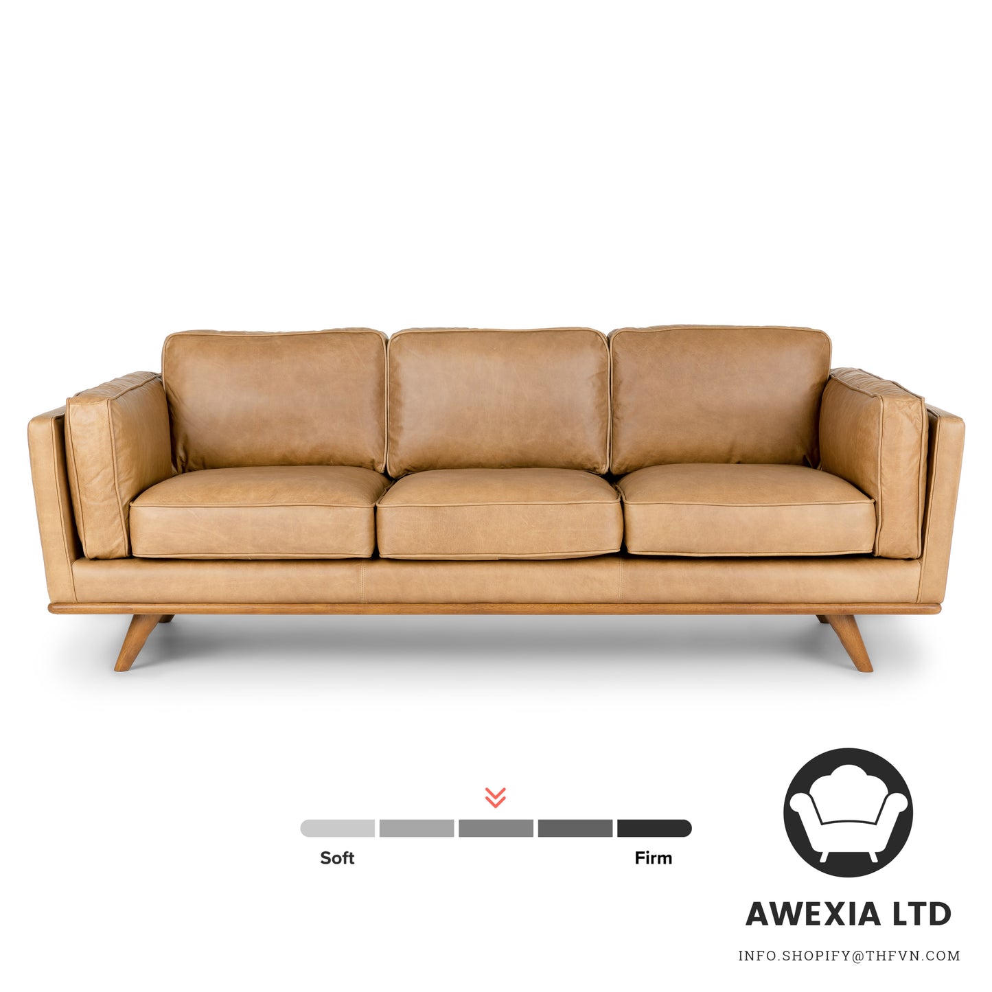 Leather Right Sectional - Charme Tan